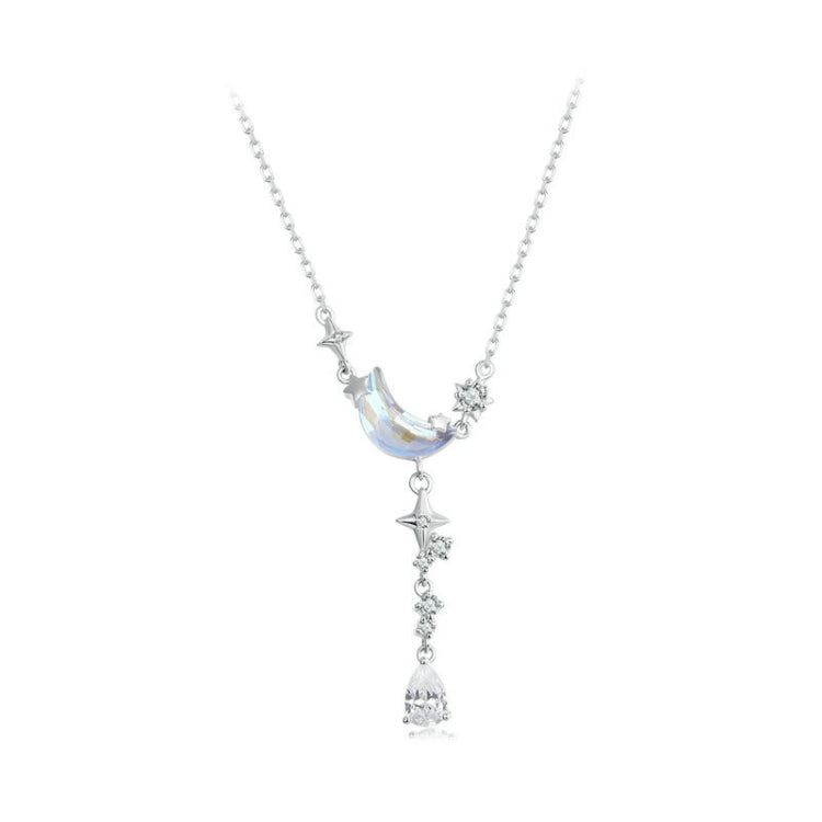 S925 Sterling Silver Platinum Plated Moonfall Star River Tassel Necklace My Store