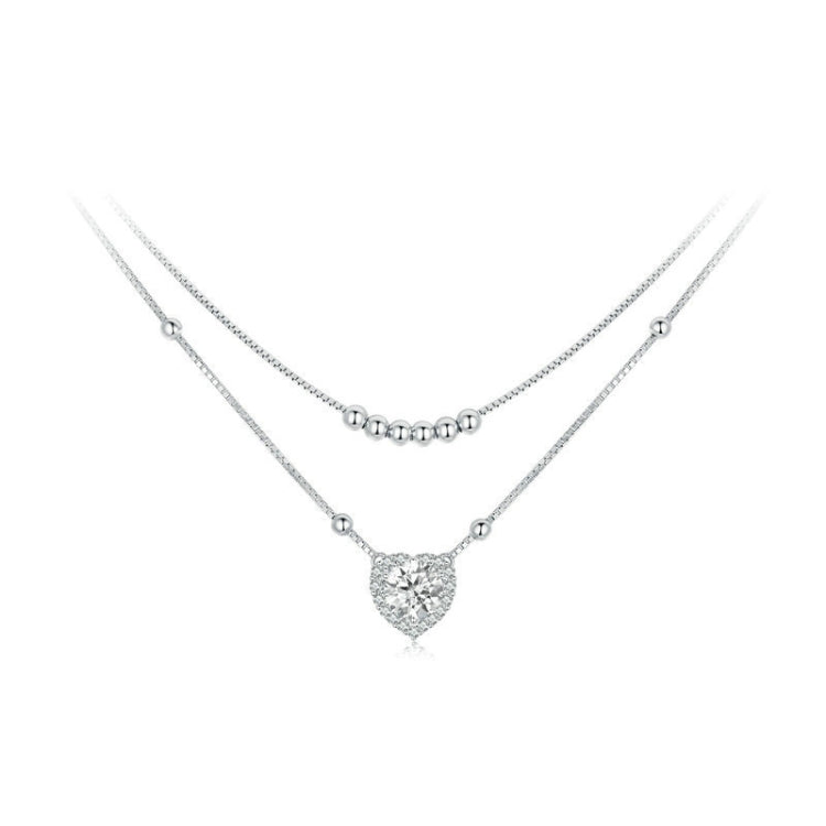 S925 Sterling Silver Platinum Plated Double Layer Moissanite Clavicle Necklace My Store