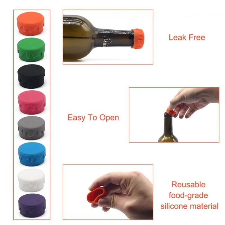 5pcs FDA Food Grade Silicone Wine Bottle Stopper Wine Corks Leak-Proof Stopper(White)-Reluova