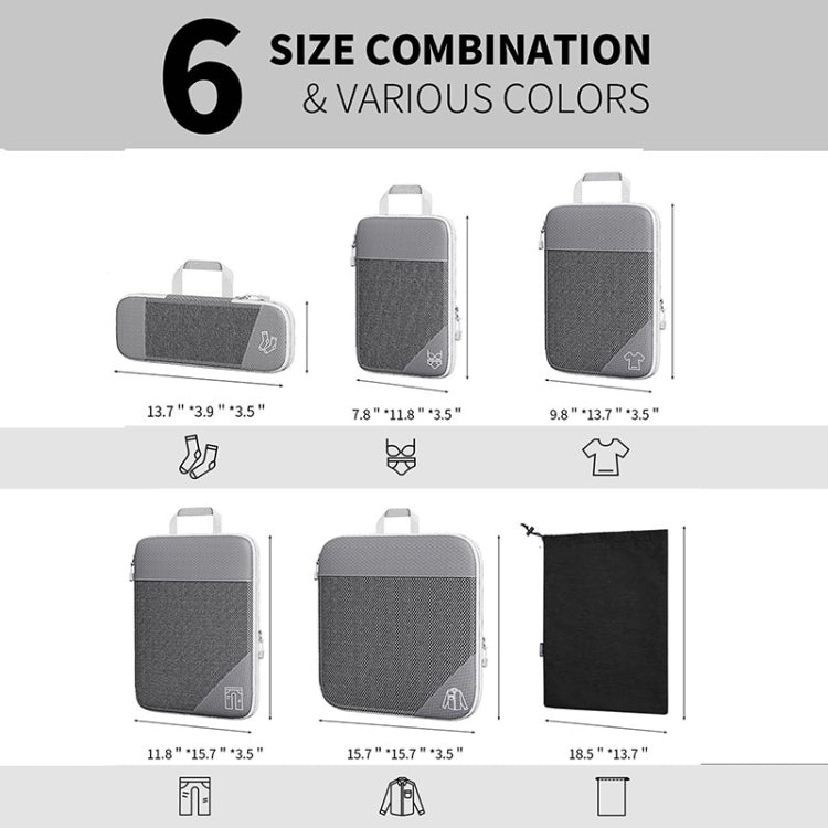 6 In 1 Compression Mesh Travel Cubes Clothes Underwear Packing Bags My Store