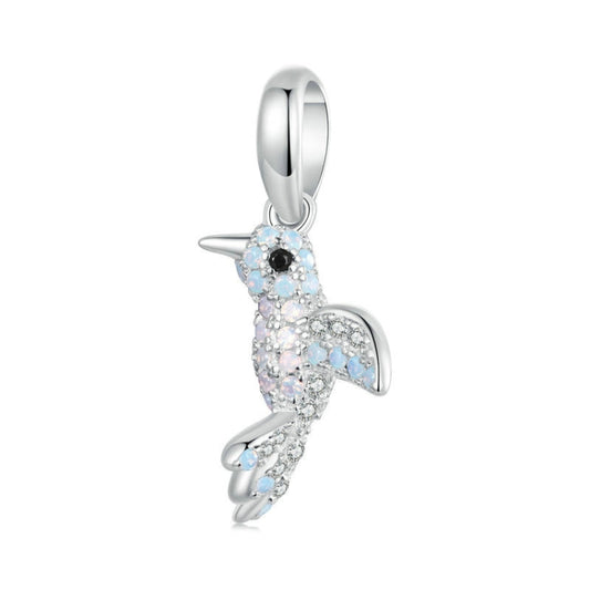 S925 Sterling Silver Platinum Plated Zircon Bird DIY Pendant My Store