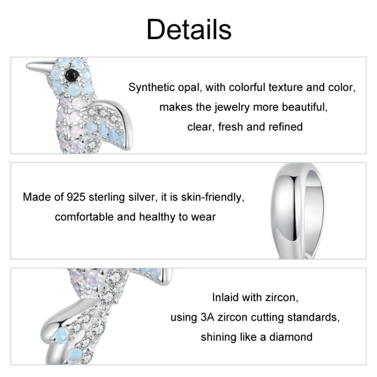 S925 Sterling Silver Platinum Plated Zircon Bird DIY Pendant My Store