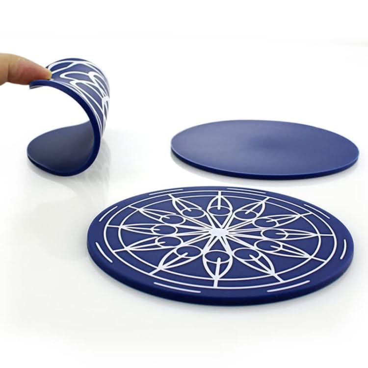 9.8x0.3cm Round Soft Silicone Coaster Non-Slip Heat Insulation Mat, Style: Annual Wheel-Reluova