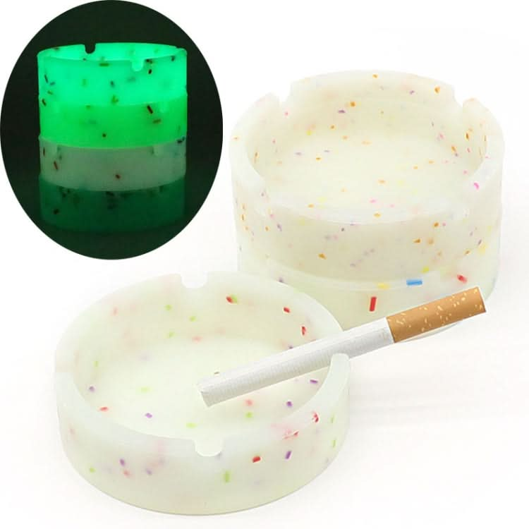 8.3x2.3x0.5cm Round Silicone Luminous Ashtray Fluorescent Car Ashtray(White)-Reluova