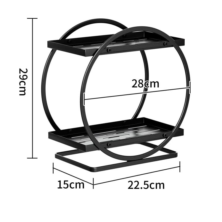 2 Tier Cosmetic Display Tray Makeup Organizer and Storage for Dresser Bathroom(Black with Gold)-Reluova