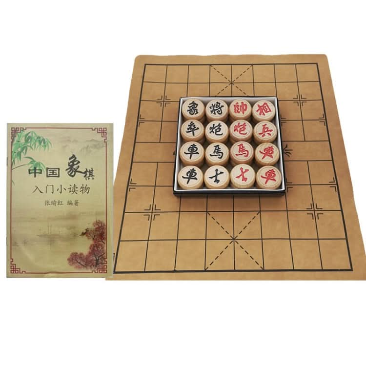 Portable Solid Wood Chinese Chess Adult Gift Student Chess Set With Leather Chess Board Reluova