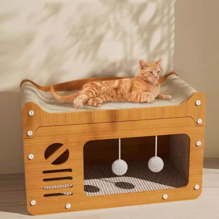 2 In 1 Cat Scratching Board Spacious Kitten Scratcher Box Lounge Bed Sturdy Cat House-Reluova