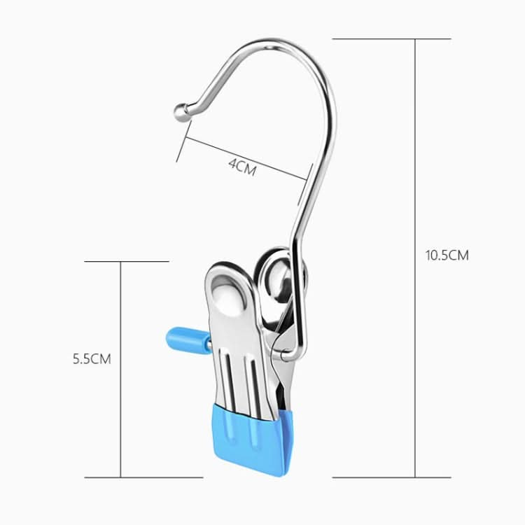 5pcs /Pack Stainless Steel Flat Clip With Hook Anti-Scratch Catch Laundry Drying Holder(Blue)-Reluova