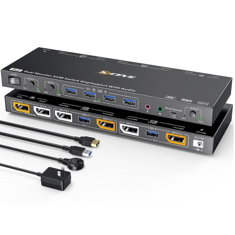 Displayport 1.4/8K KVM Switch Support KVM Mode and USB Mode with Voice Control My Store