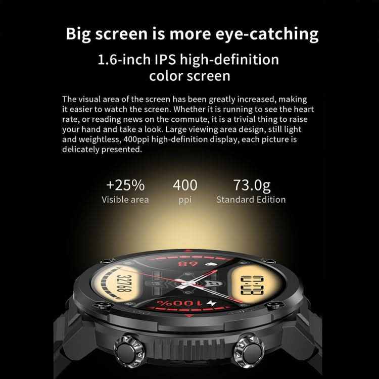 T30 1.6-inch Outdoor Sports Waterproof Smart Music Bluetooth Call Watch