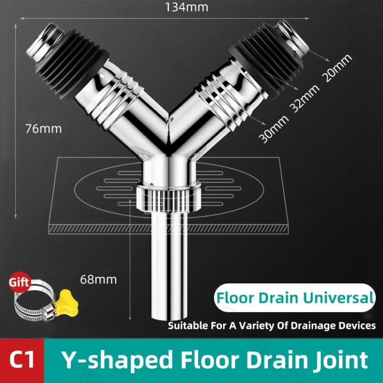 Y-shape Washing Machine Floor Drain Joint Pipe Connector