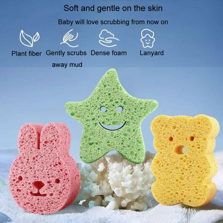 Baby Bathing Wood Pulp Sponge Cute Cartoon Soft Bath Sponge Bath Scrubber Reluova