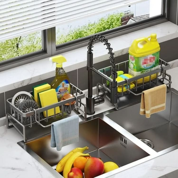 Kitchen Sink Multifunctional Drain Rack Sponge Rag Storage Shelf