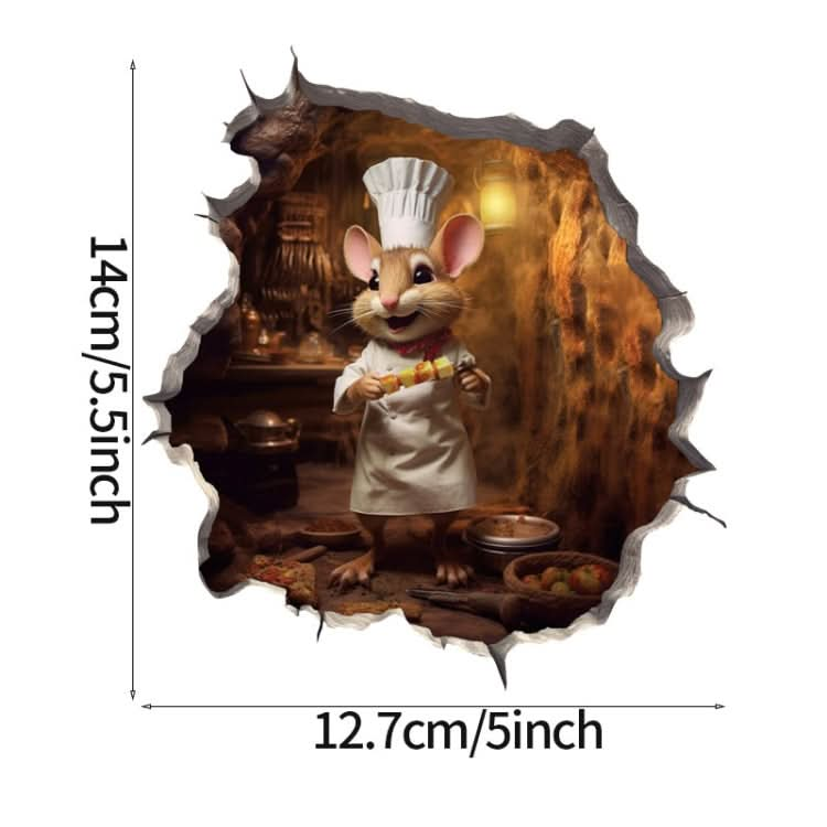 3D Cartoon Mouse Wall Stickers Home Kitchen Animal Decorative Decals, Model: CT70216G-T-Reluova