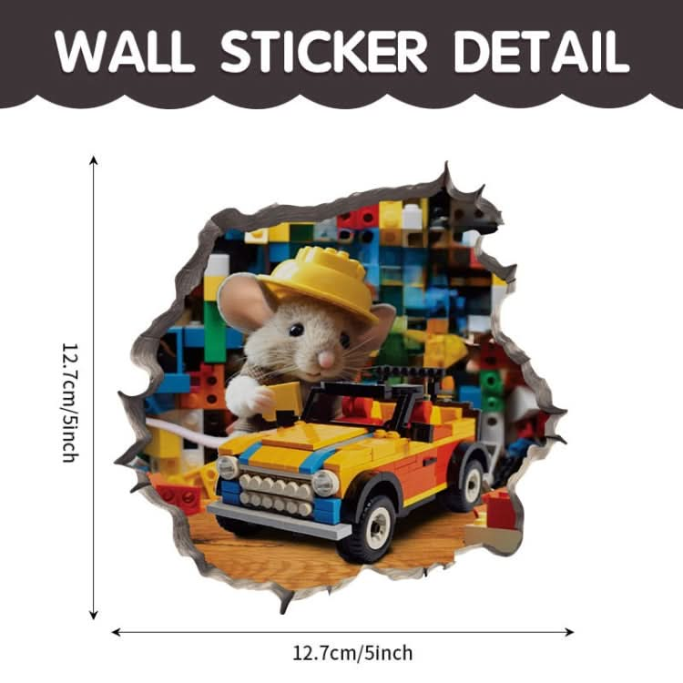 3D Cartoon Mouse Wall Stickers Home Kitchen Animal Decorative Decals, Model: CT70161G-T-Reluova