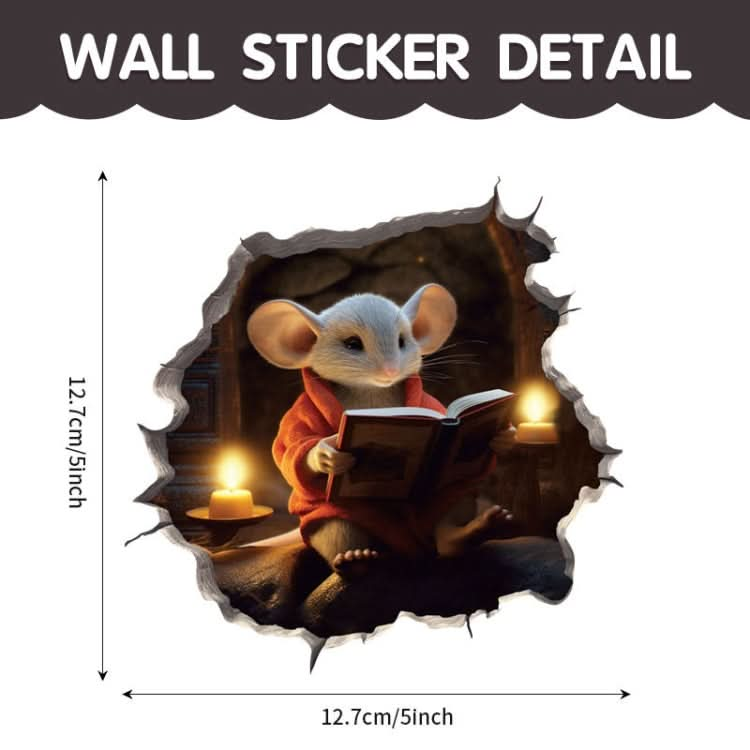 3D Cartoon Mouse Wall Stickers Home Kitchen Animal Decorative Decals, Model: CT70164G-T-Reluova