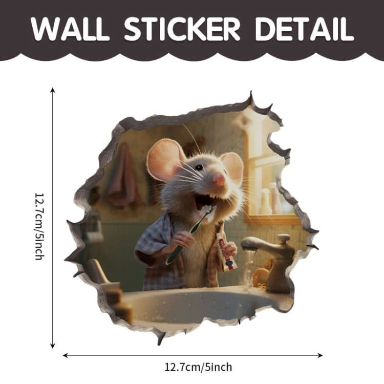 3D Cartoon Mouse Wall Stickers Home Kitchen Animal Decorative Decals, Model: CT70165G-T-Reluova