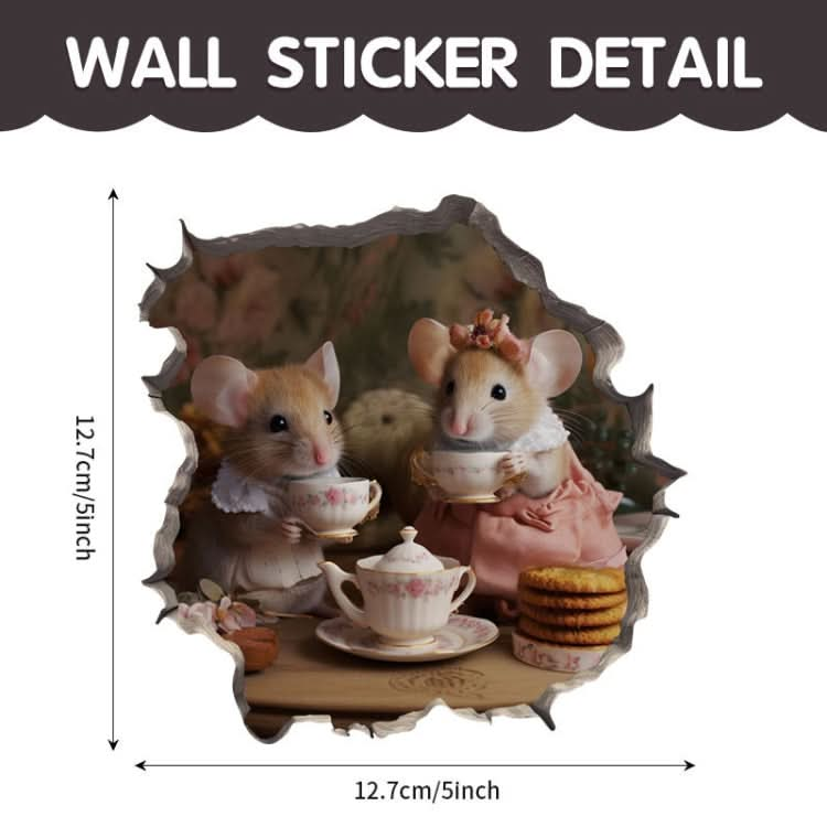 3D Cartoon Mouse Wall Stickers Home Kitchen Animal Decorative Decals, Model: CT70173G-T-Reluova