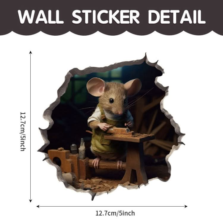 3D Cartoon Mouse Wall Stickers Home Kitchen Animal Decorative Decals, Model: CT70176G-T-Reluova