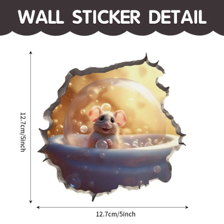 3D Cartoon Mouse Wall Stickers Home Kitchen Animal Decorative Decals, Model: CT70184G-T-Reluova