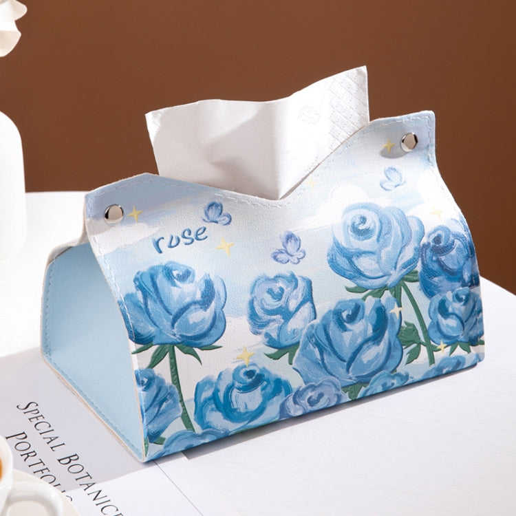 Oil Printed Leather Tissue Box Living Room Decorative Tissue Storage Bag