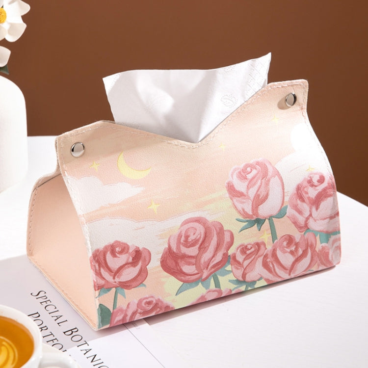 Oil Printed Leather Tissue Box Living Room Decorative Tissue Storage Bag