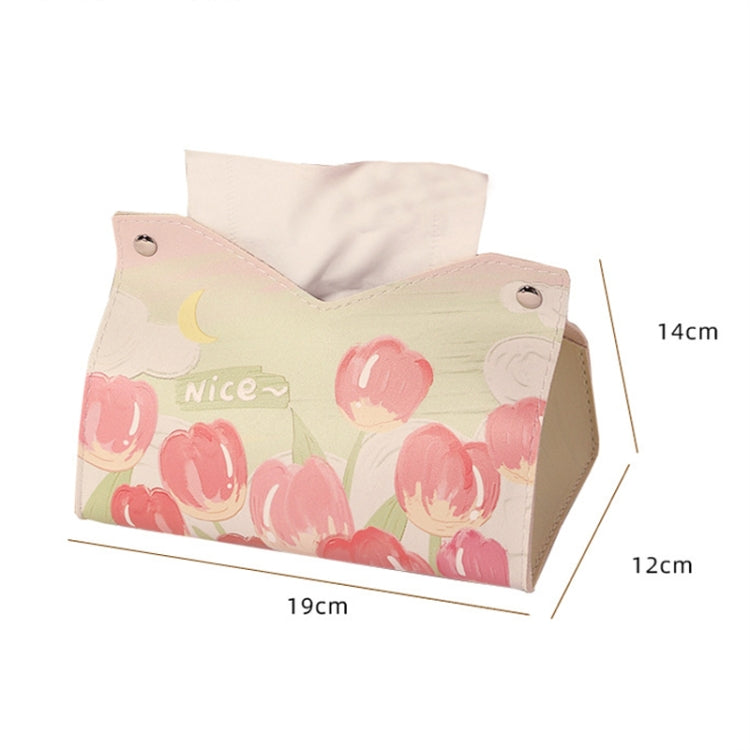 Oil Printed Leather Tissue Box Living Room Decorative Tissue Storage Bag