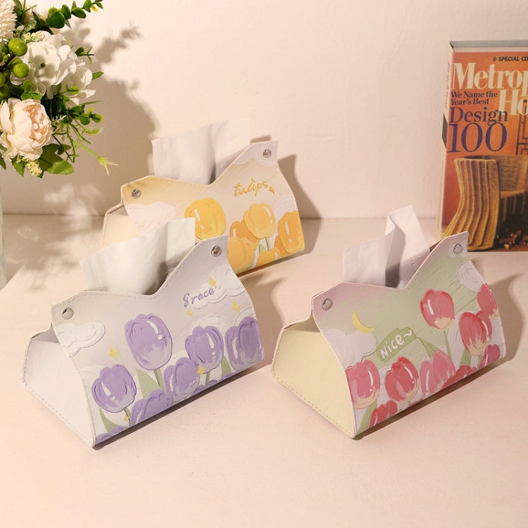 Oil Printed Leather Tissue Box Living Room Decorative Tissue Storage Bag My Store