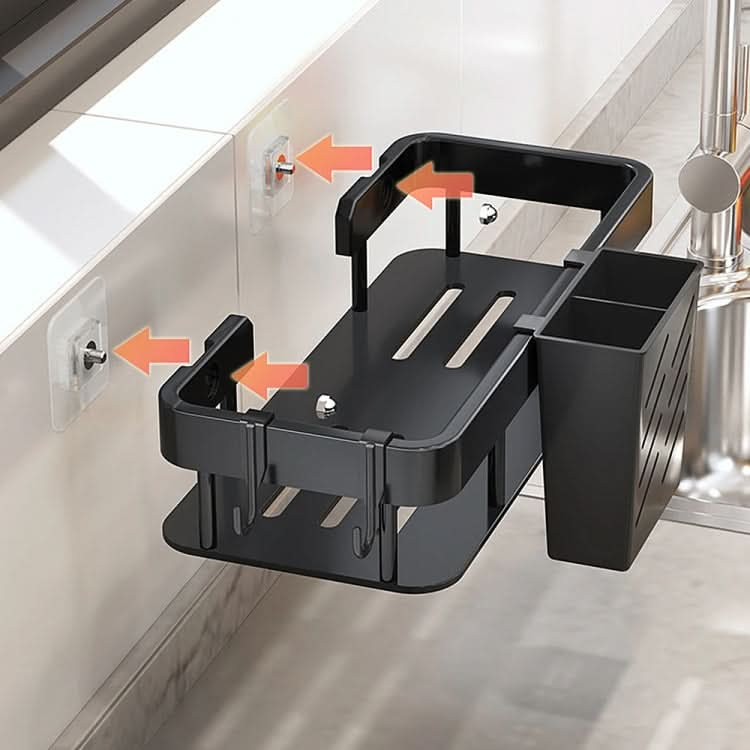 Wall-mounted Kitchen and Bathroom Storage Rack with 4 Hooks