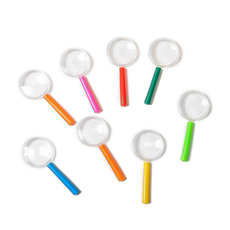 4pcs 40mm 3X Plastic Acrylic Lens Children Teaching Magnifier Color Handle Magnifying Glass, Color Random Delivery Reluova