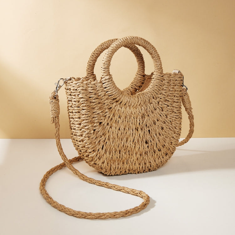 Half-moon Shape Straw Tote Bag Cross-body Woven Beach Single-shoulder Bag My Store