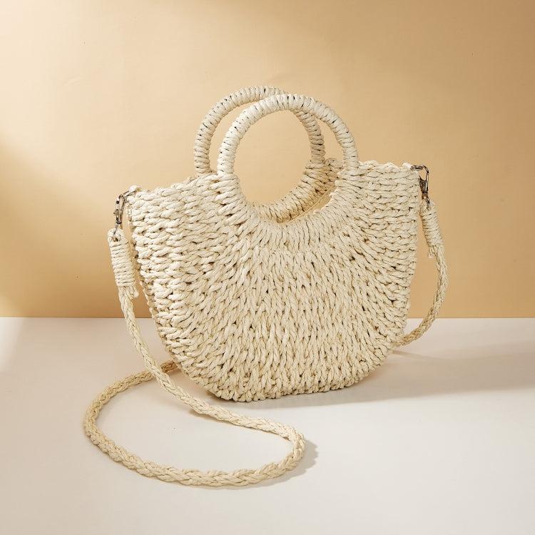 Half-moon Shape Straw Tote Bag Cross-body Woven Beach Single-shoulder Bag My Store