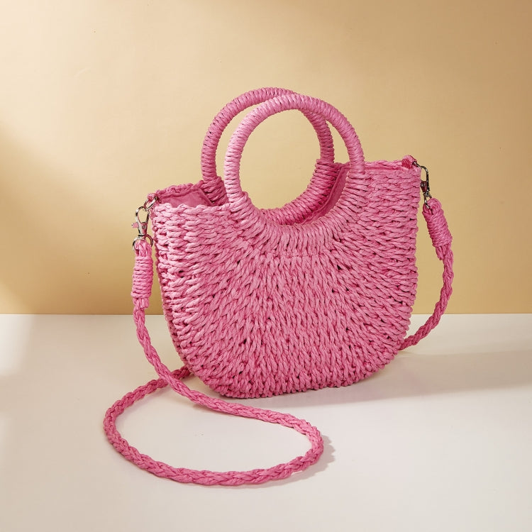 Half-moon Shape Straw Tote Bag Cross-body Woven Beach Single-shoulder Bag My Store