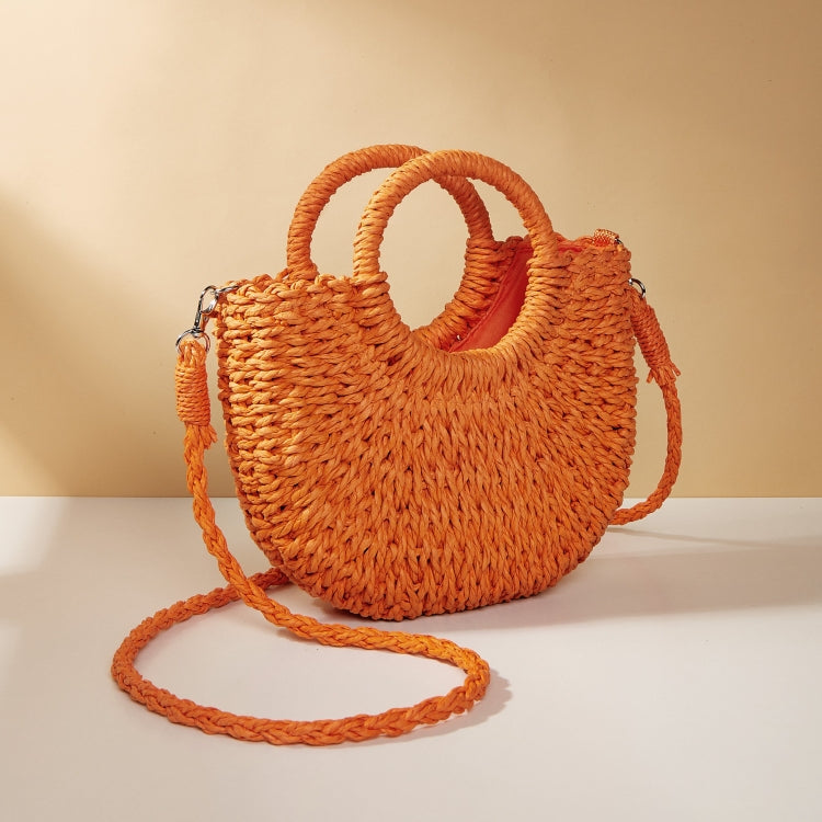 Half-moon Shape Straw Tote Bag Cross-body Woven Beach Single-shoulder Bag My Store