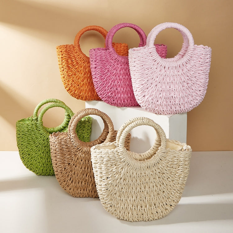 Half-moon Shape Straw Tote Bag Cross-body Woven Beach Single-shoulder Bag My Store