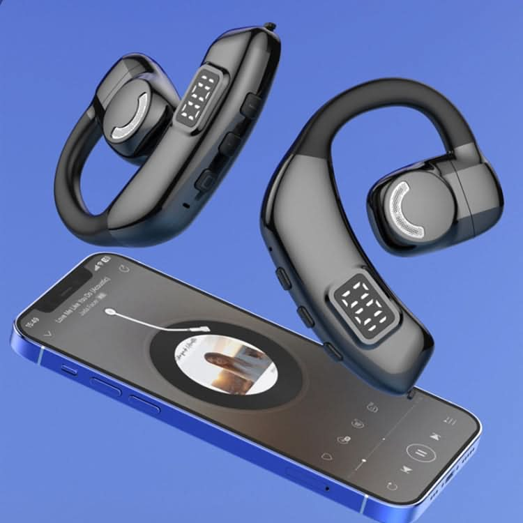 Bluetooth Headset Digital Display Hanging Ear OWS Stereo Sports Earbuds