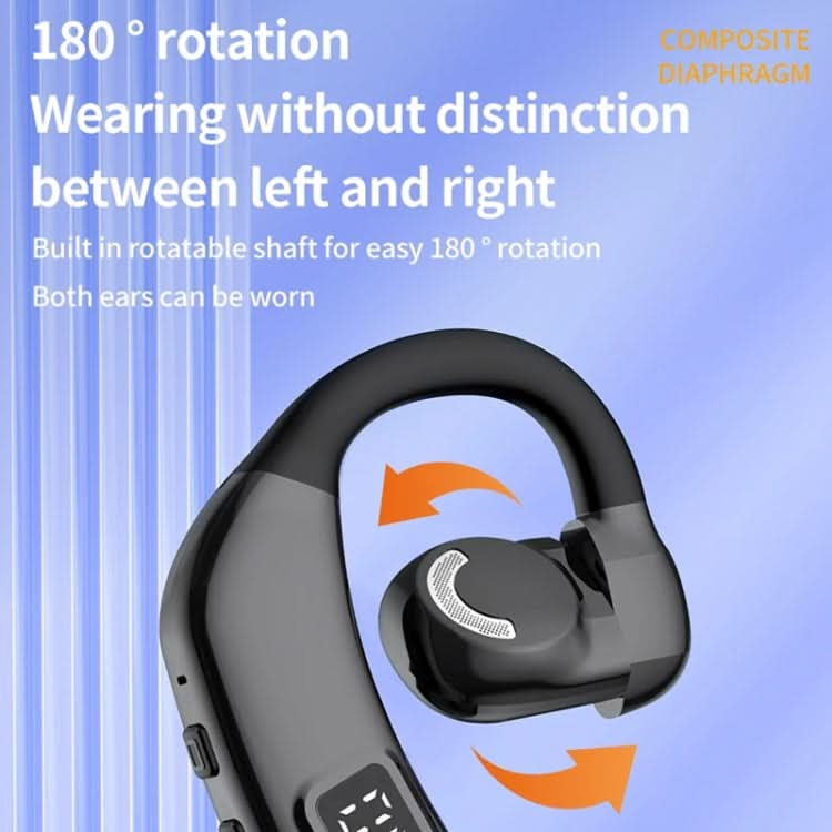 Bluetooth Headset Digital Display Hanging Ear OWS Stereo Sports Earbuds