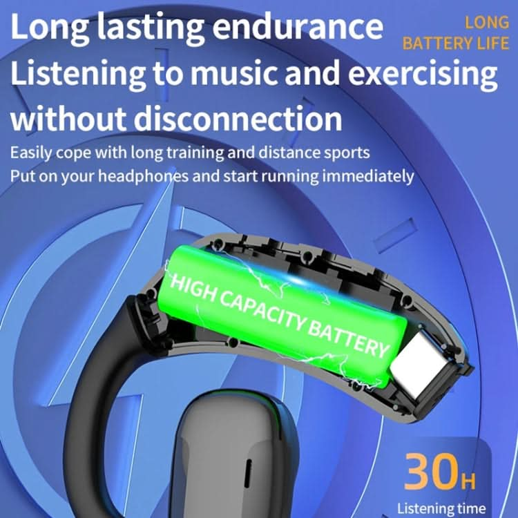 Bluetooth Headset Digital Display Hanging Ear OWS Stereo Sports Earbuds