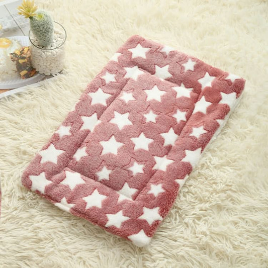 32x25cm Thickened Pet Cushion Cat Dog Blanket Pet Bed(Pink Stars)-Reluova