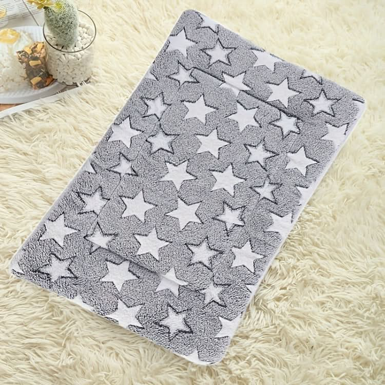 61x41cm Thickened Pet Cushion Cat Dog Blanket Pet Bed(Gray White Stars)-Reluova