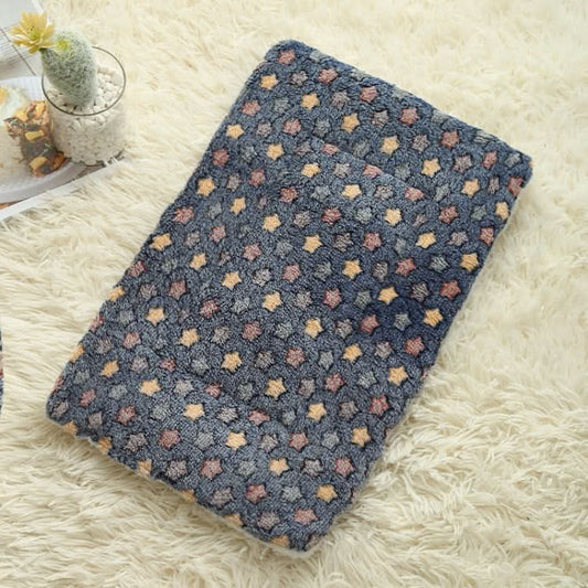 61x41cm Thickened Pet Cushion Cat Dog Blanket Pet Bed(Blue Stars)-Reluova