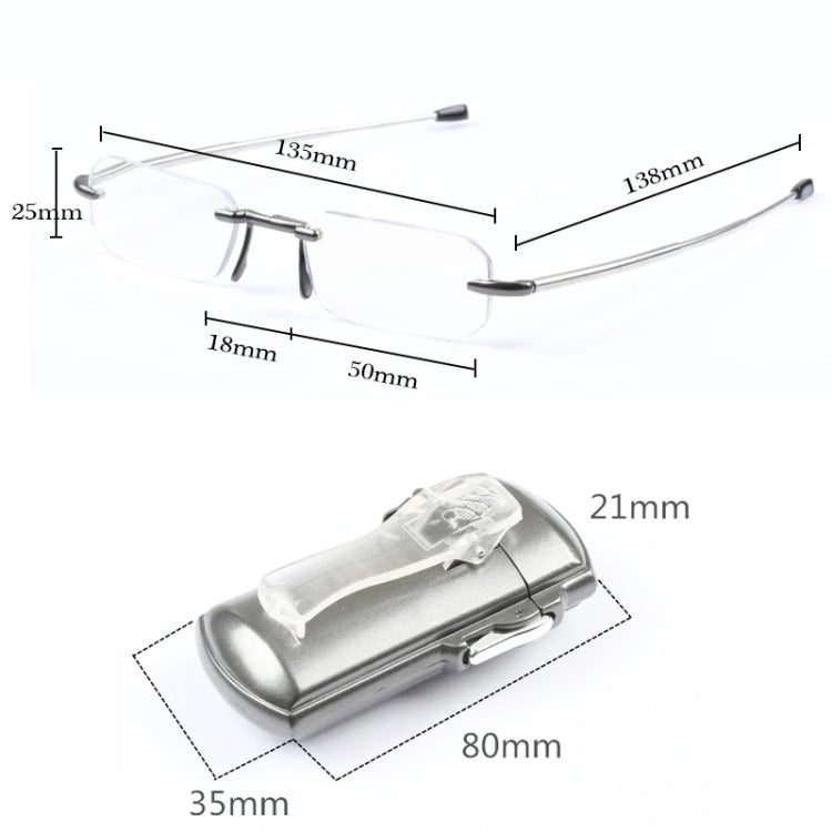 With Lighter Shape Clip Belt Case Anti-Blue Light Rimless Folding Presbyopia Glasses