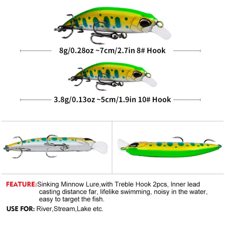 PROBEROS DW605 Sinking Minnow Lure Bionic Plastic Fake Bait Freshwater Sea Bass Fishing Hard Baits