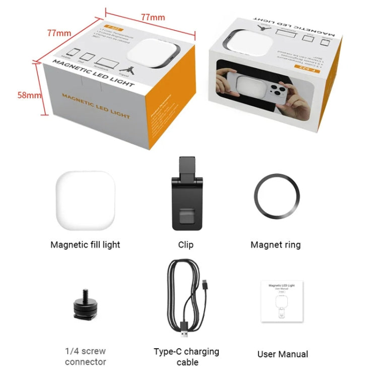 Mini Magnetic Fill Light Rechargeable Tri-Color Temperature Selfie Light Reluova