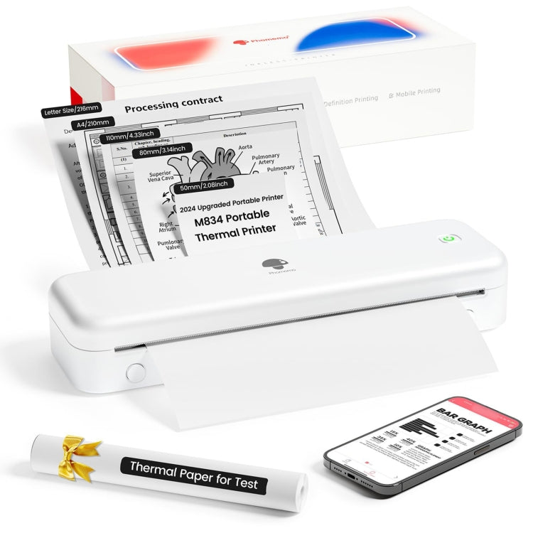 Phomemo M834 Wireless Bluetooth Thermal Printer Support Multi-Size Thermal Paper - Reluova