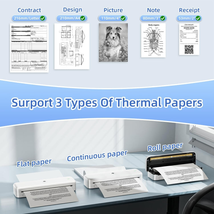 Phomemo M834 Wireless Bluetooth Thermal Printer Support Multi-Size Thermal Paper - Reluova