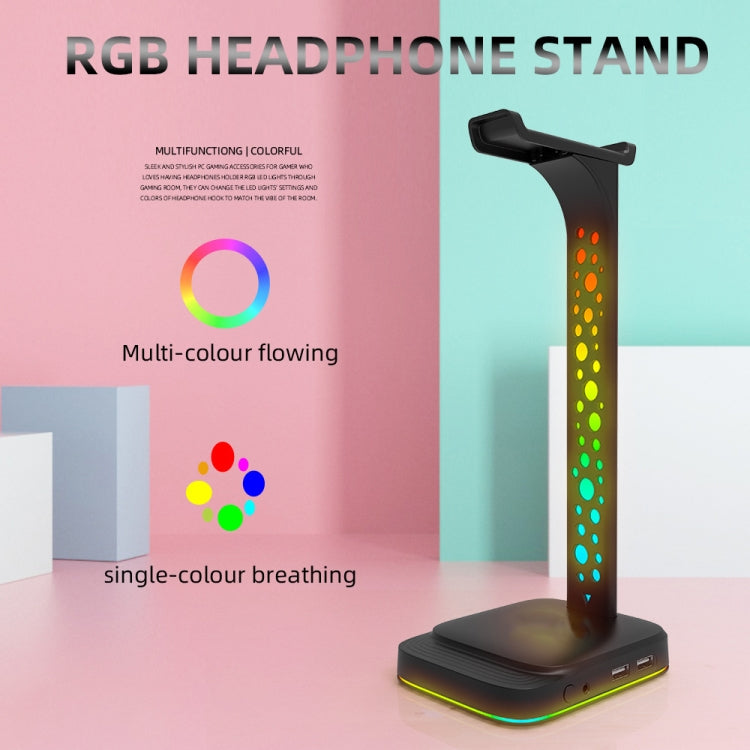 3.5mm Audio RGB Illuminated Headset Holder Dual USB Gaming Headset Display Rack