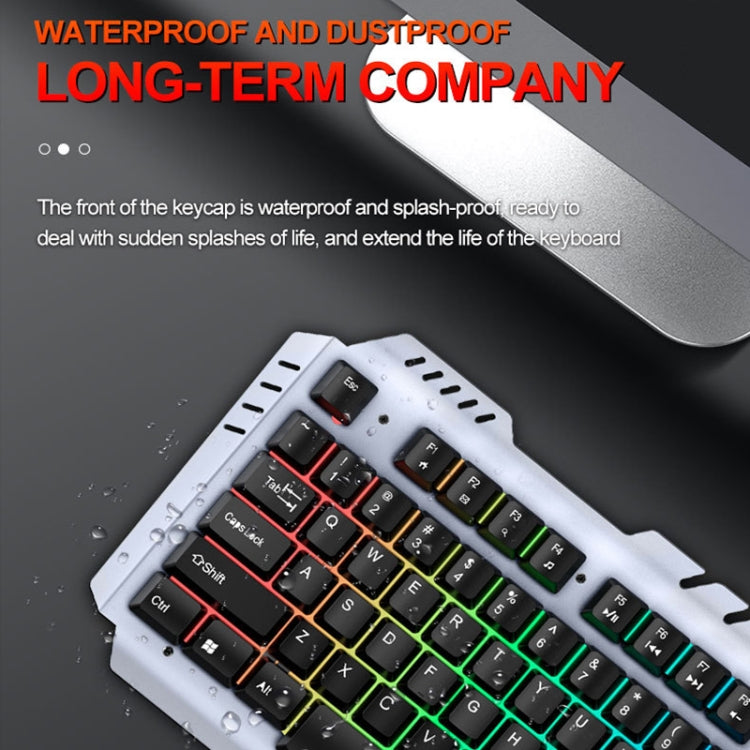 T-WOLF 130cm Line Length Cool Lighting Effect Metal Plate Gaming Wired Keyboard With Phone Holder My Store