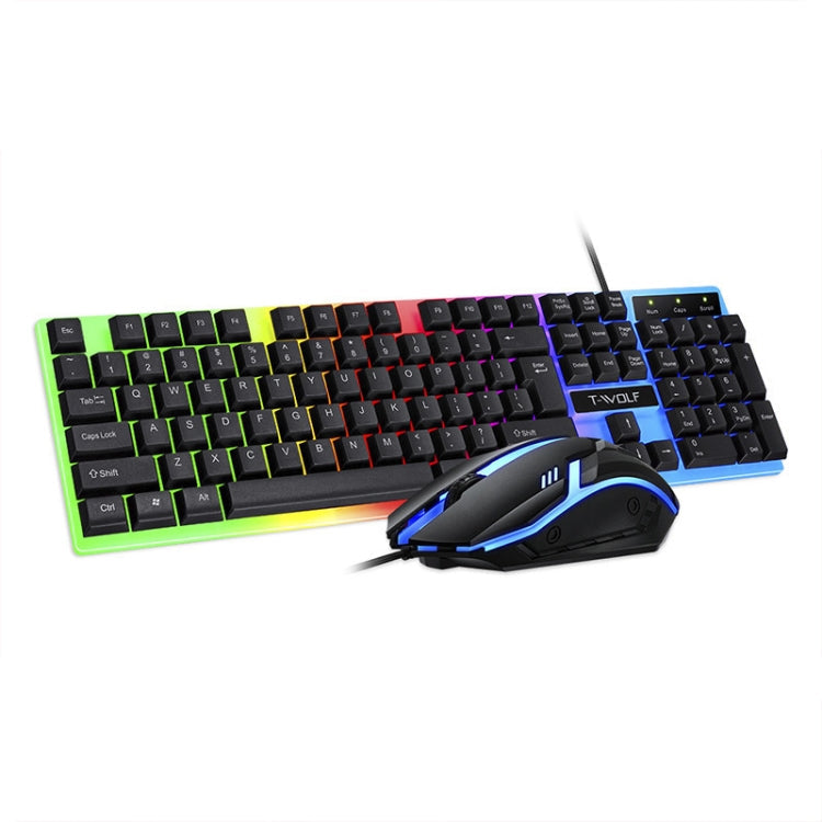 T-WOLF TF230 Colorful Light Effect Game Office Computer Wired Keyboard and Mouse Kit My Store