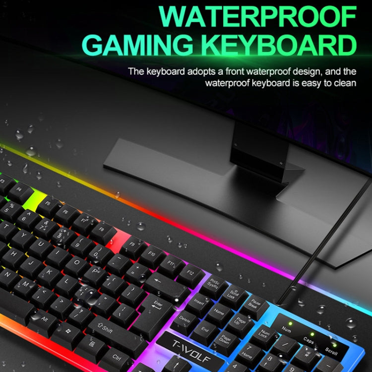 T-WOLF TF230 Colorful Light Effect Game Office Computer Wired Keyboard and Mouse Kit